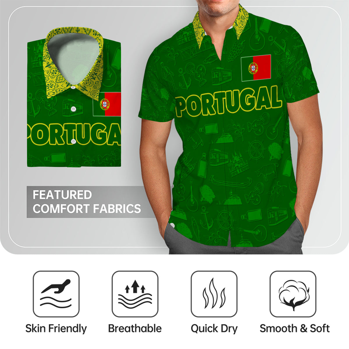Portugal Hawaiian Shirt With Featuring Hidden Portuguese Symbols