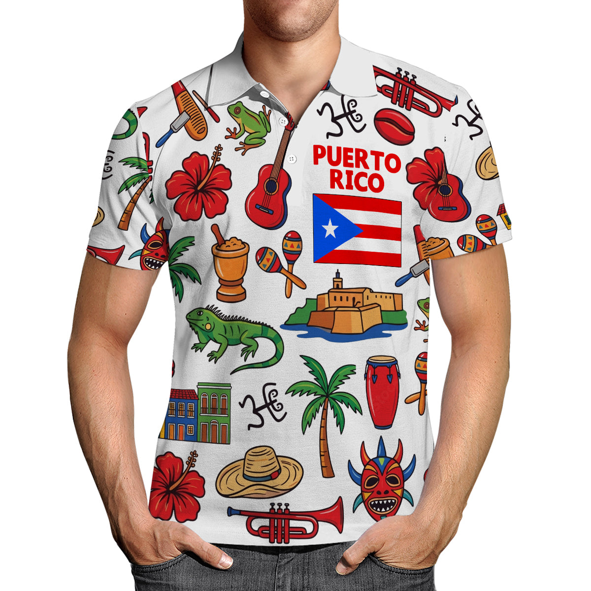 Puerto Rico Flag With Symbols Polo Shirt