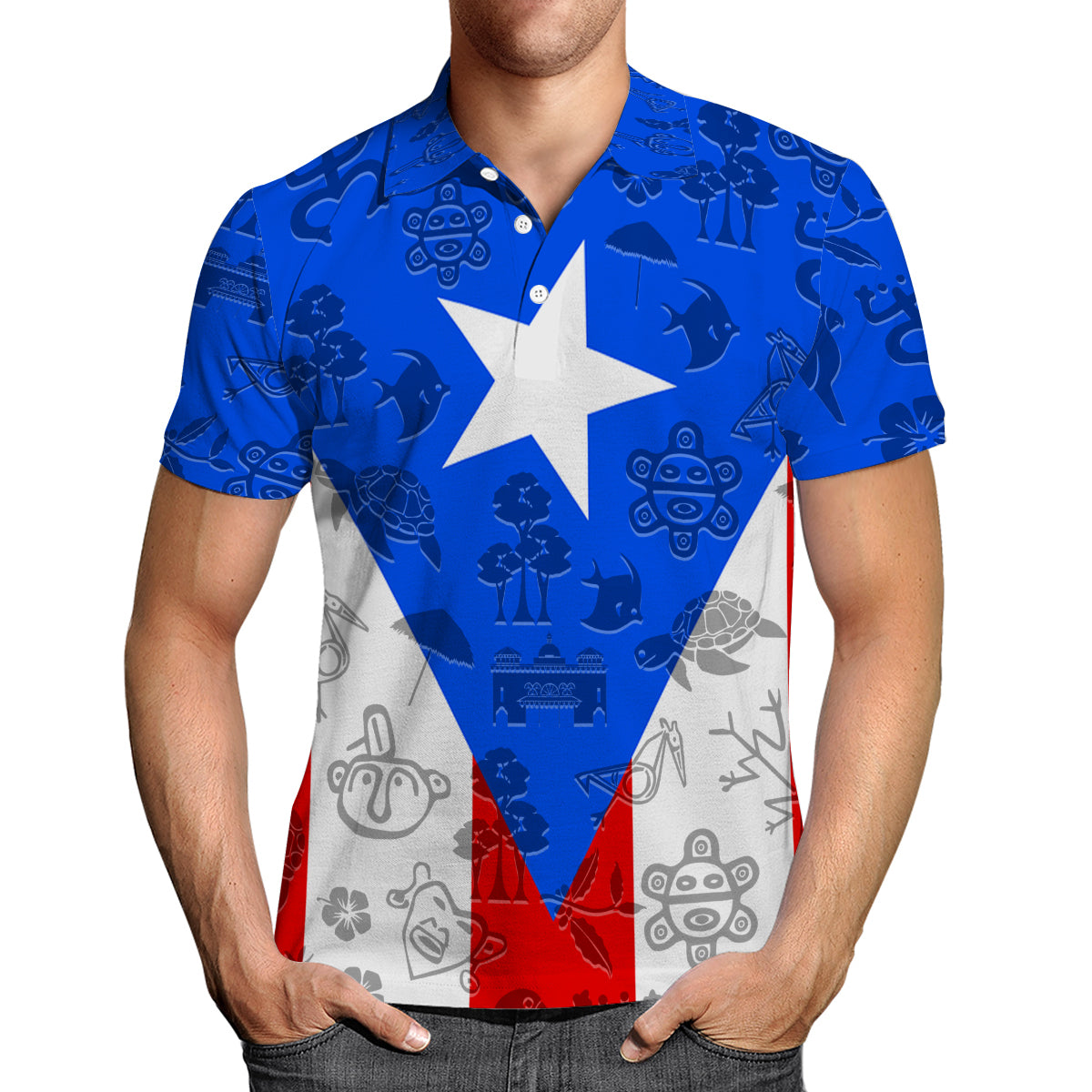 Puerto Rico Polo Shirt With Cultural Flag