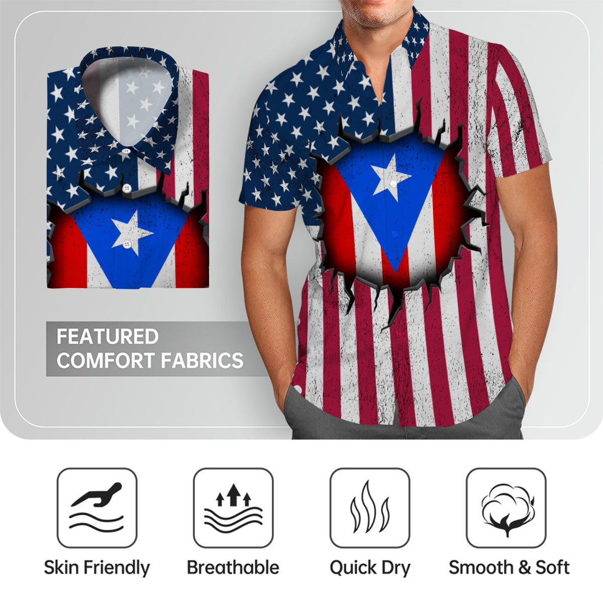 A Puerto Rican American Style Hawaiian Shirt