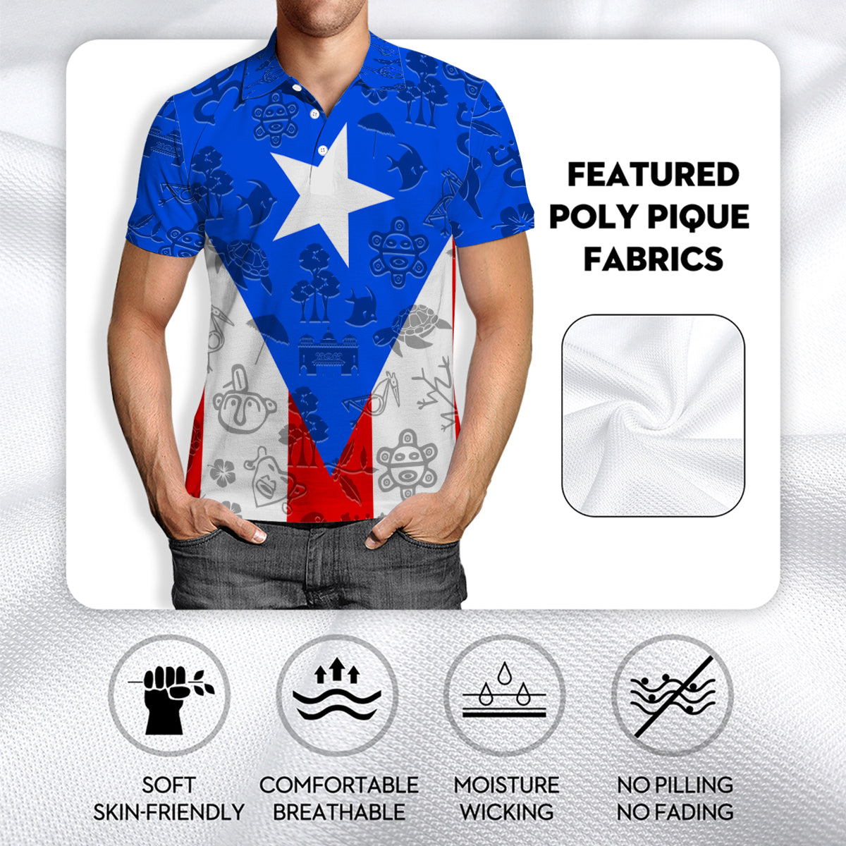 Puerto Rico Polo Shirt With Cultural Flag