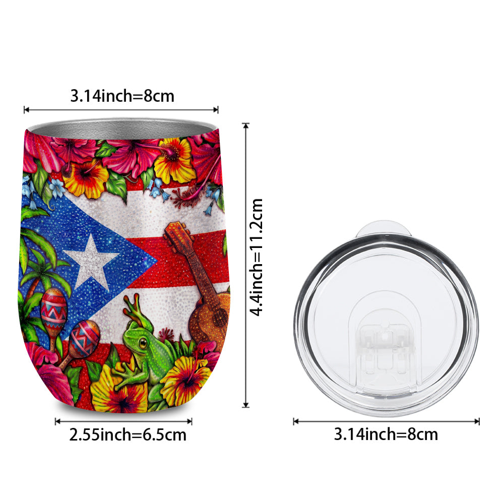 Puerto Rico Flag Symbols Glitter Effect Print