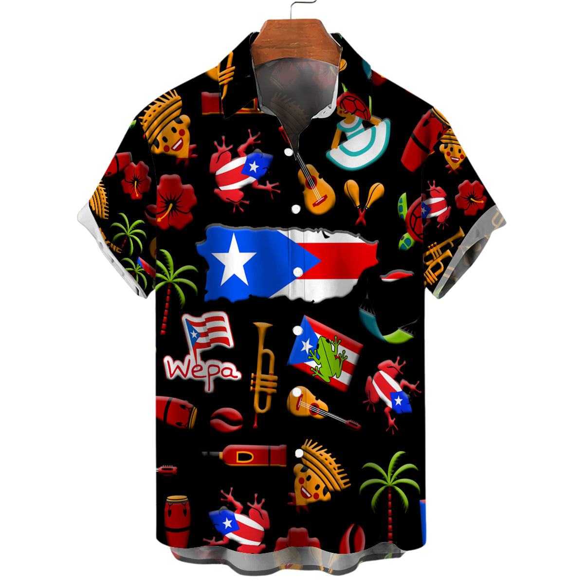 Puerto Rico Hawaiian Shirt With Black Background