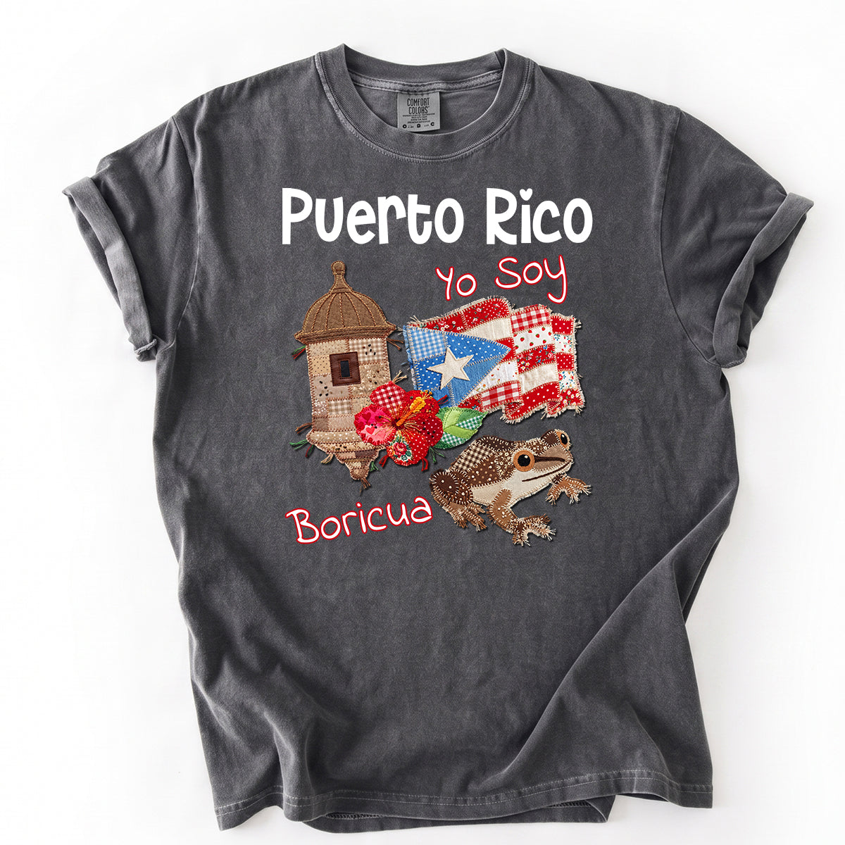 Puerto Rico Yo Soy Boricua With Faux Patchwork Effect T-shirt