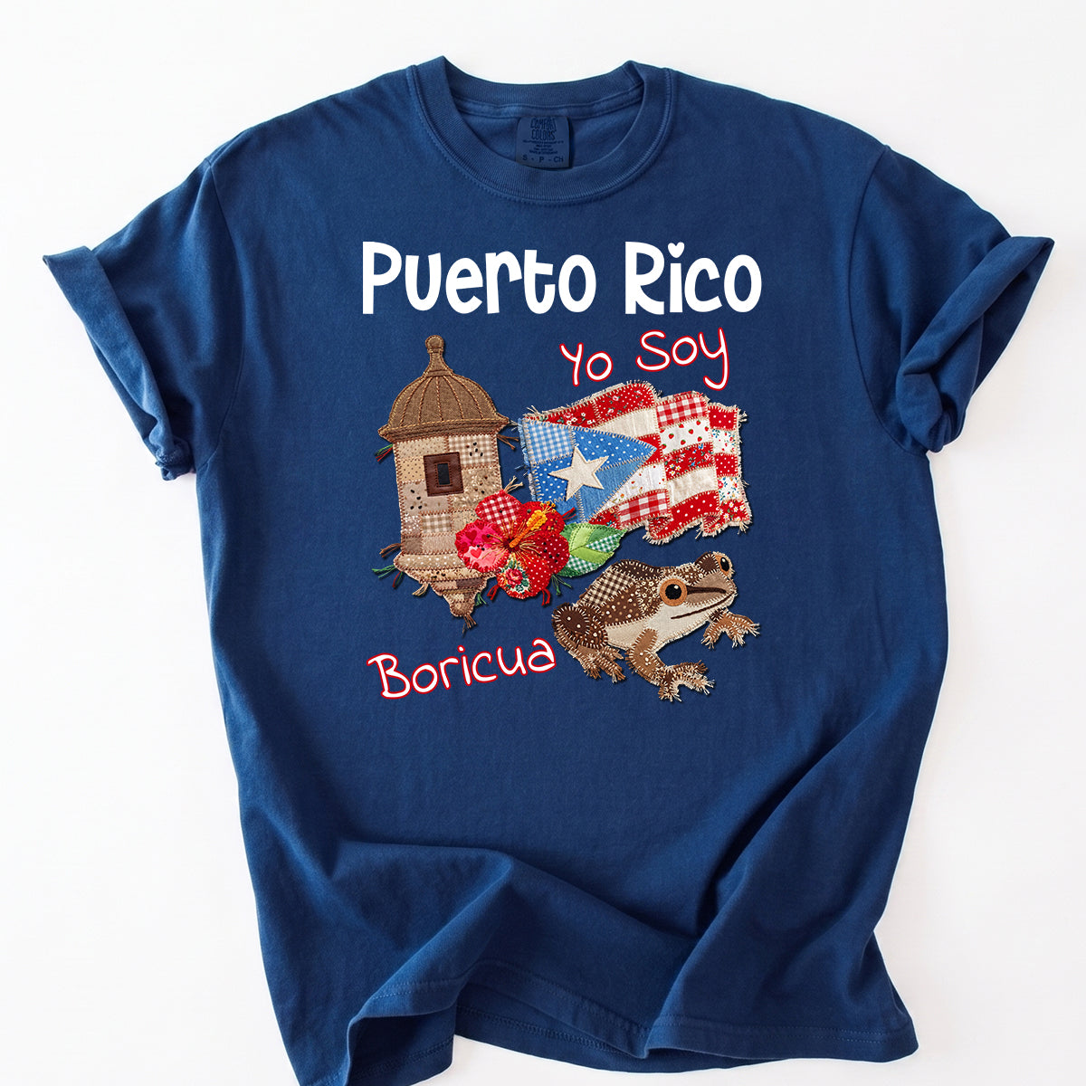 Puerto Rico Yo Soy Boricua With Faux Patchwork Effect T-shirt