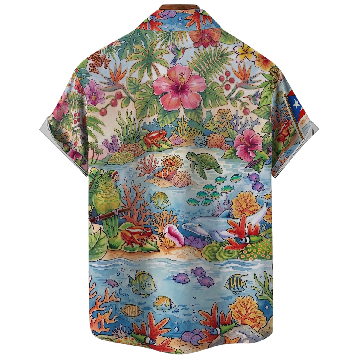 Puerto Rico Tropical Map Art Print Hawaiian Shirt