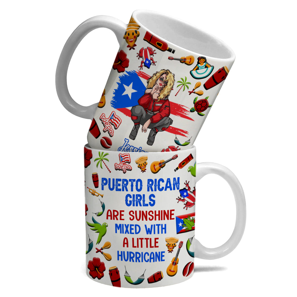 Puerto Rican Girl Personalized Mug With Flag Symbols