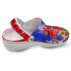 Puerto Rico  Personalized Clogs Shoes With Symbols Tie Dye