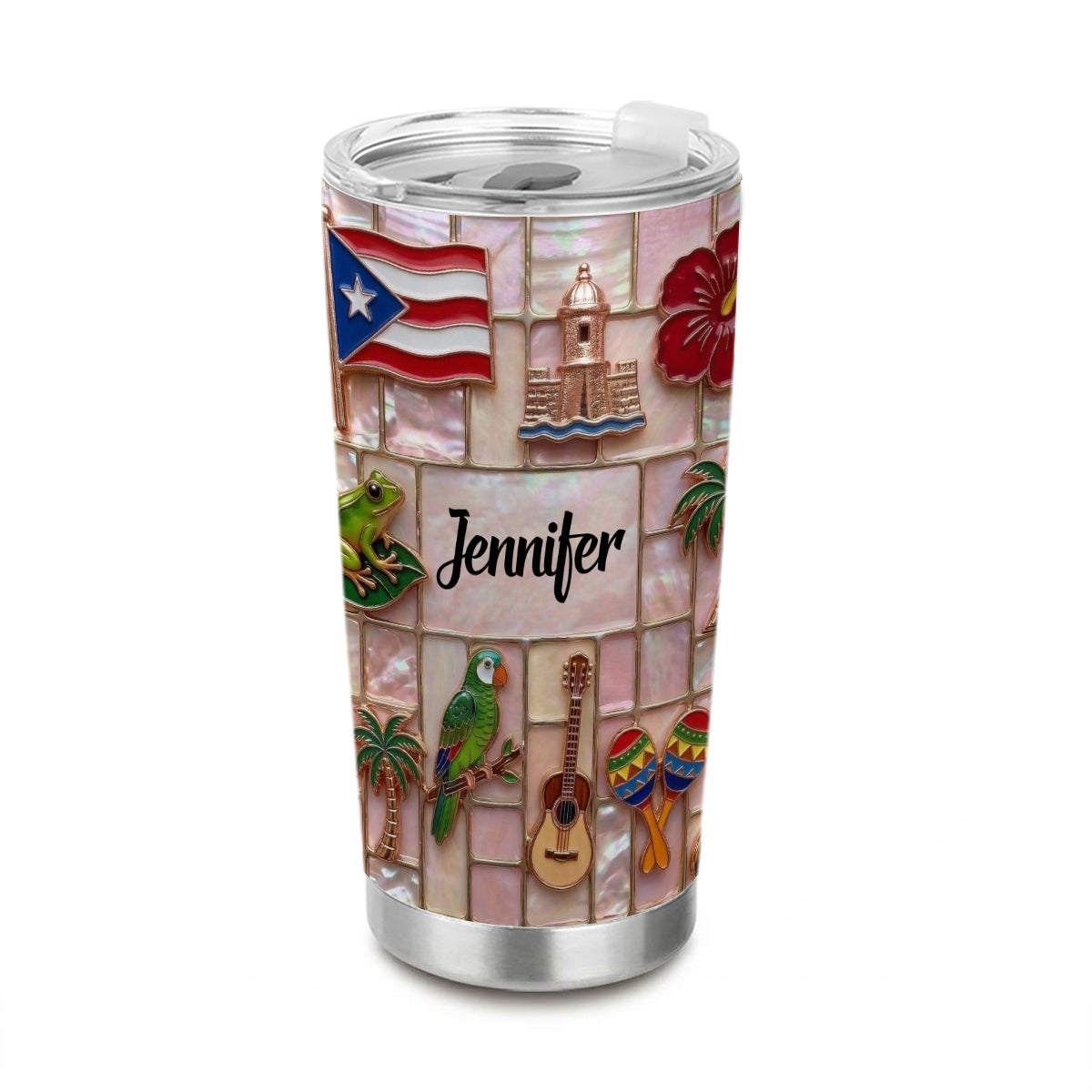 Custom Puerto Rico Tumbler With Beautiful Symbols