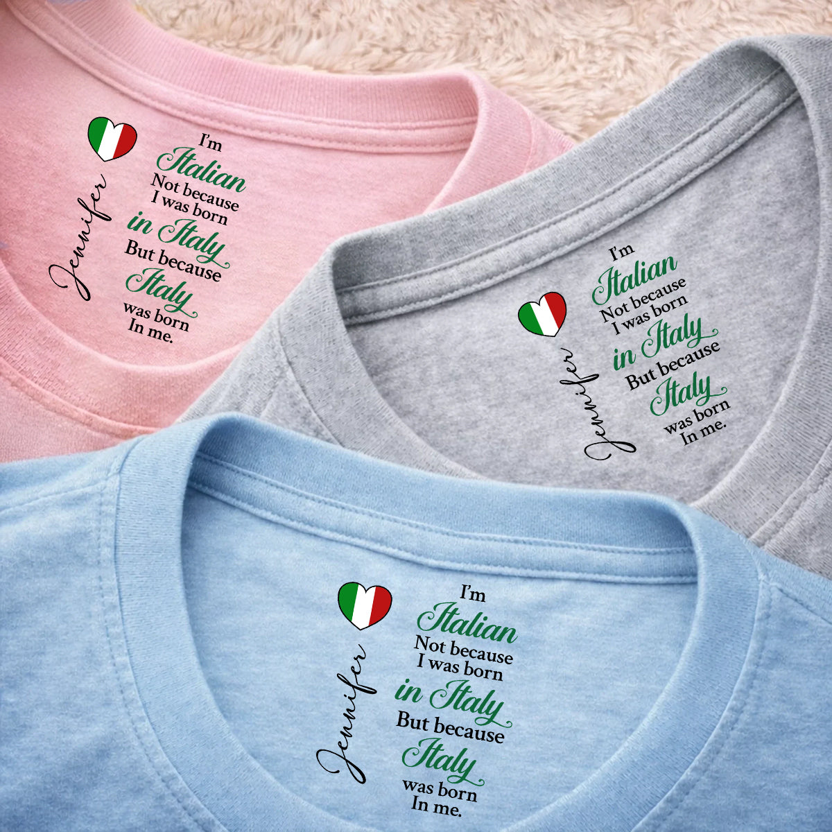 Custom Italy Was Born In Me T-shirt With Inside Neck Print