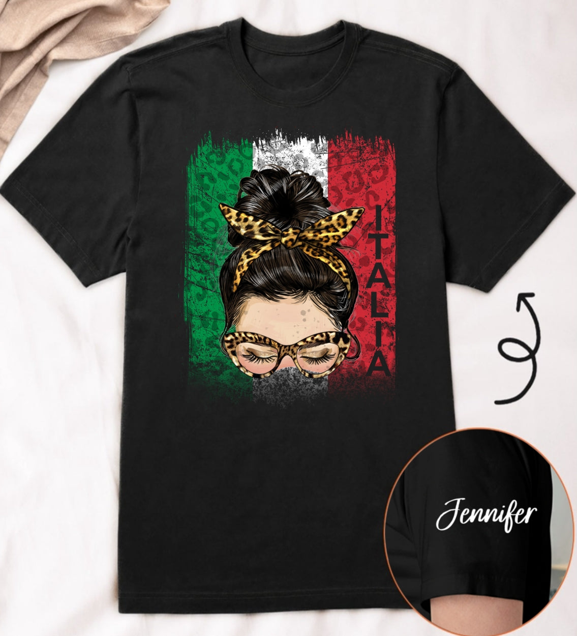 Custom Italy Italia T-shirt With Clipart Girl