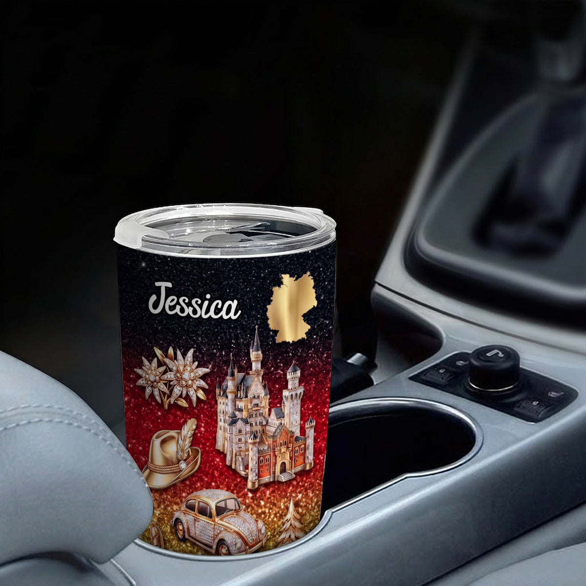 Custom Germany Tumbler With Germany Symbols Effect Print