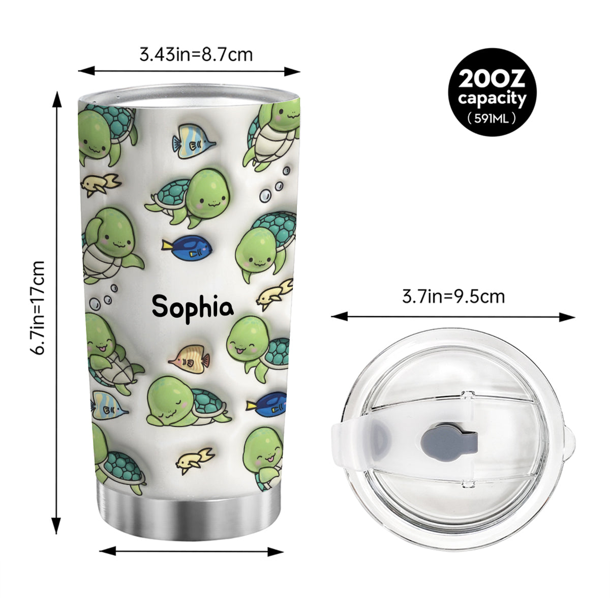 Personalized Turtle Tumbler Cup With Name, Custom Turtle Lovers Gifts