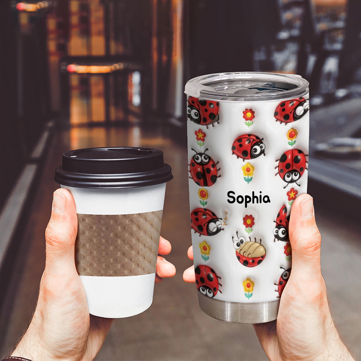 Personalized Ladybug Tumbler Cup With Name, Custom Ladybug Lovers Gifts