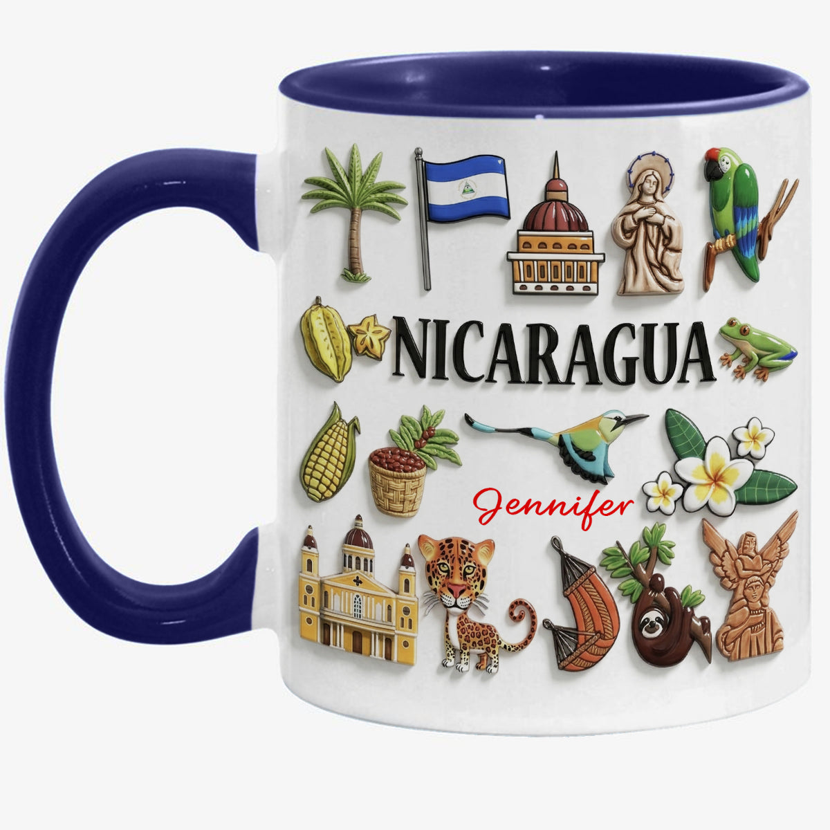 Custom Nicaragua Accent Mug With Many Nicaragua Symbols