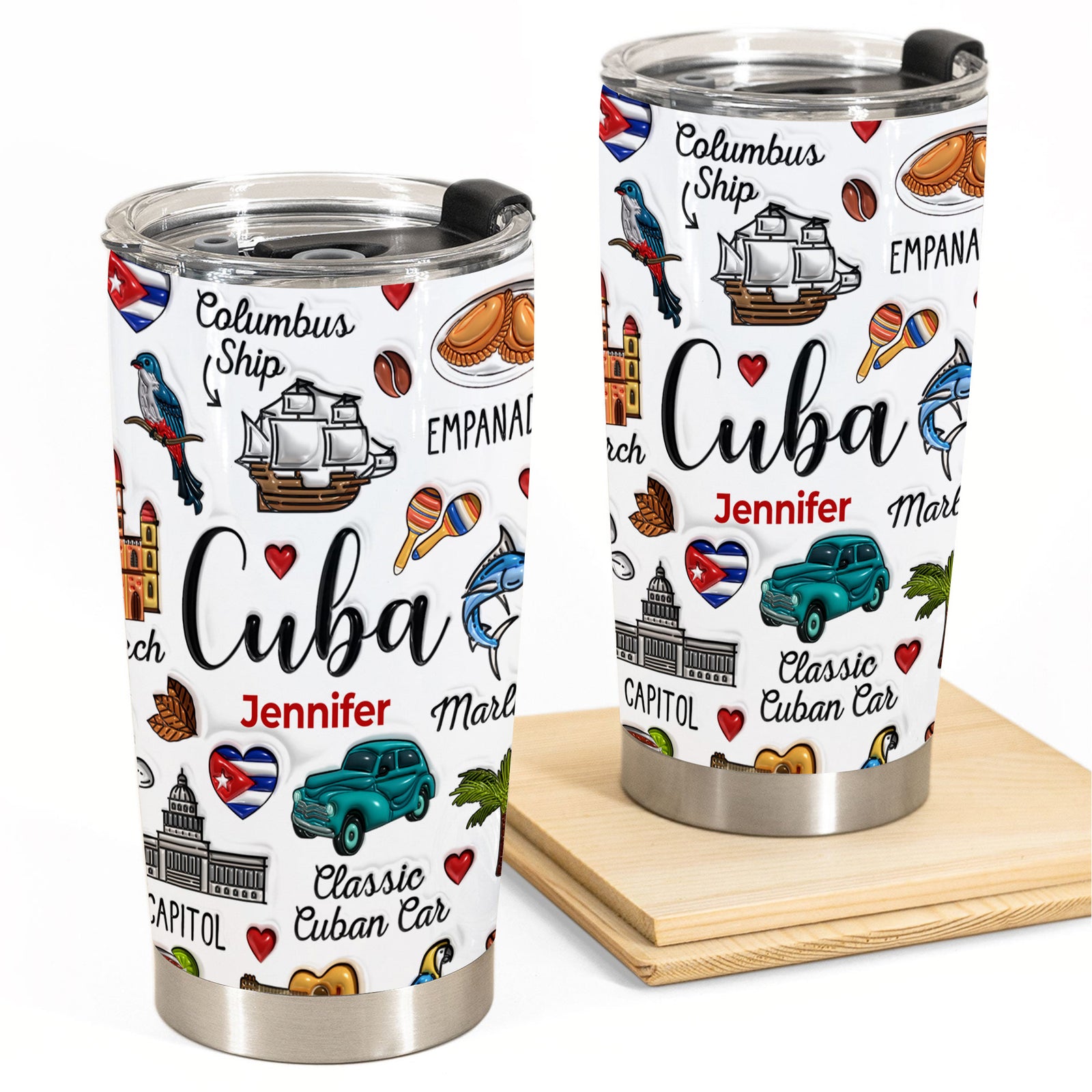Custom Cuba Cuban Tumbler Cup With Symbols