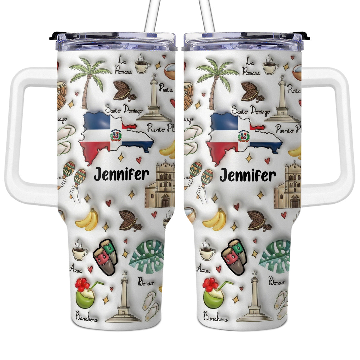 Custom Dominican Republic 40oz Tumbler With Your Name