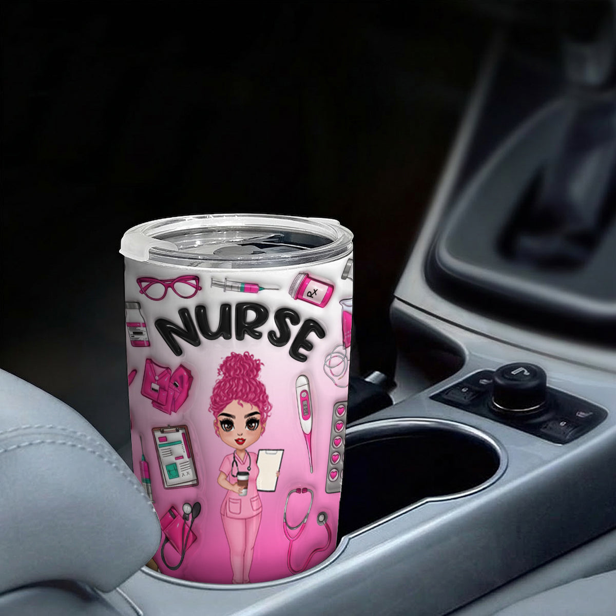 Custom Nurse Tumbler With Background Color