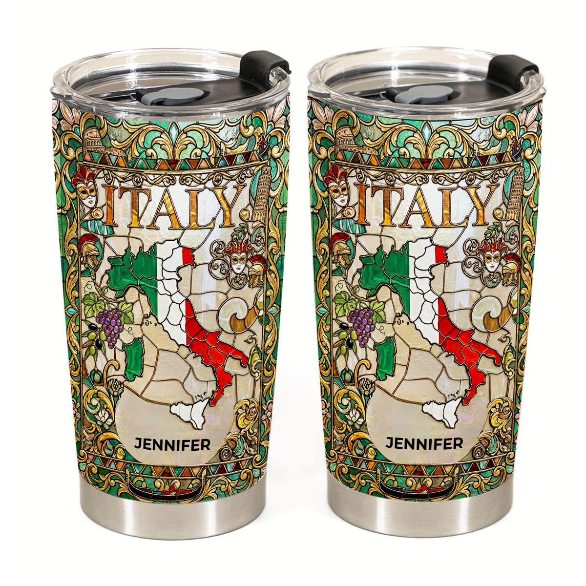 Custom Italy Italia Tumbler With Flower Patterns