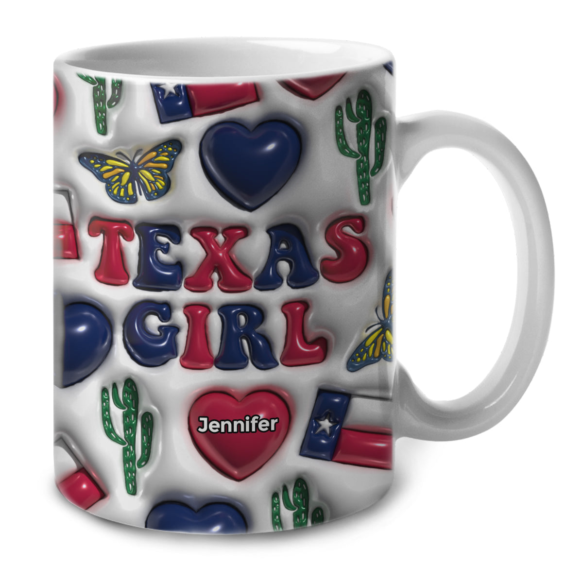 Texas Texan Girl Coffee Mug Cup With Custom Your Name
