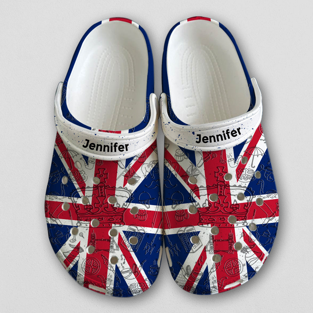 UK British Flag Personalized Clogs Shoes With Your Name