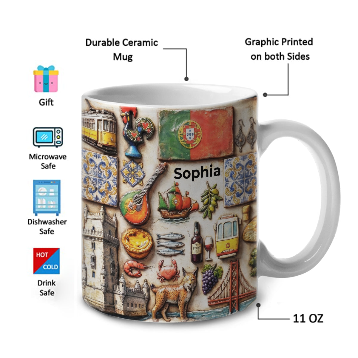 Custom Portugal Map Symbols Mug With Portugal Style