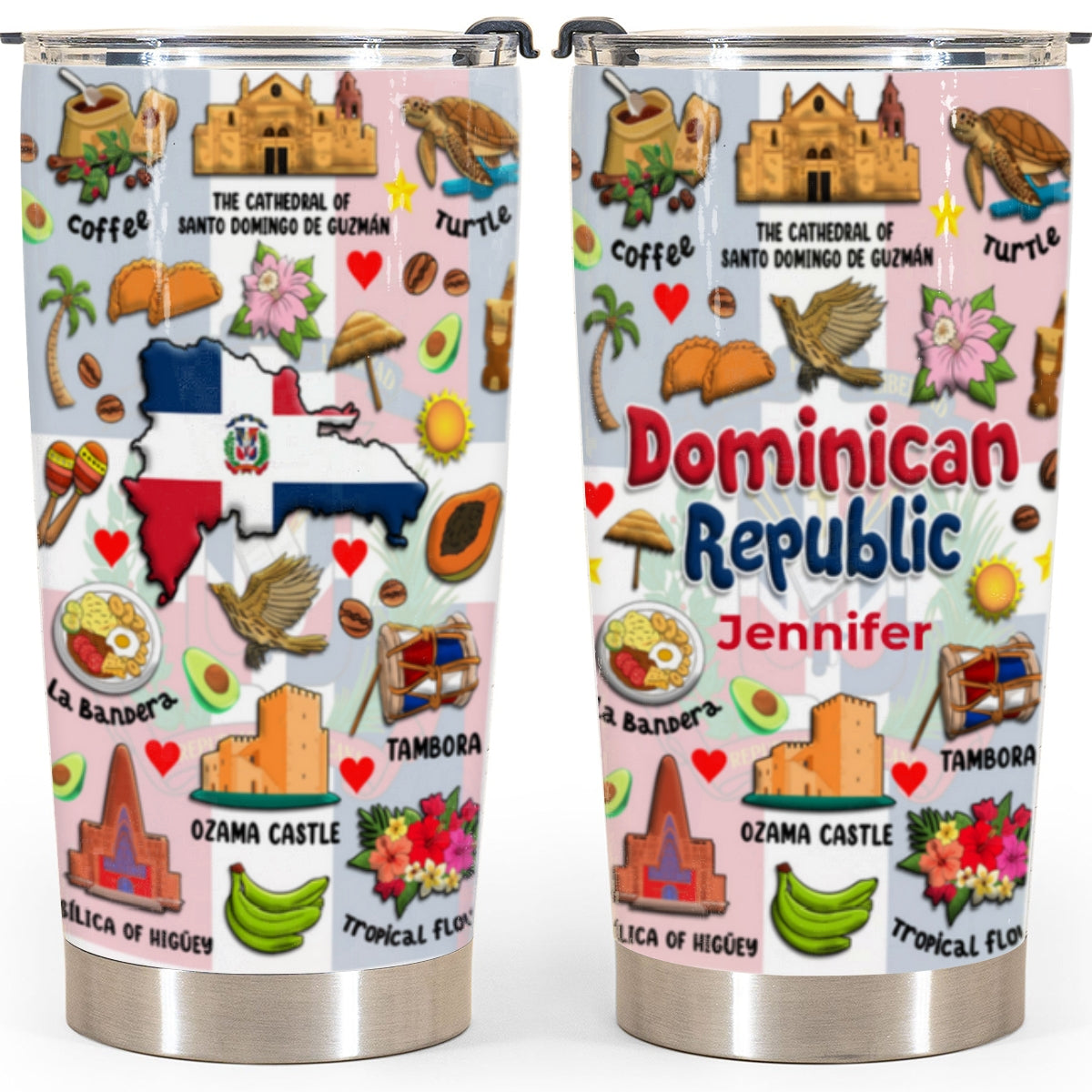 Custom Dominican Republic Tumbler Symbols Flag