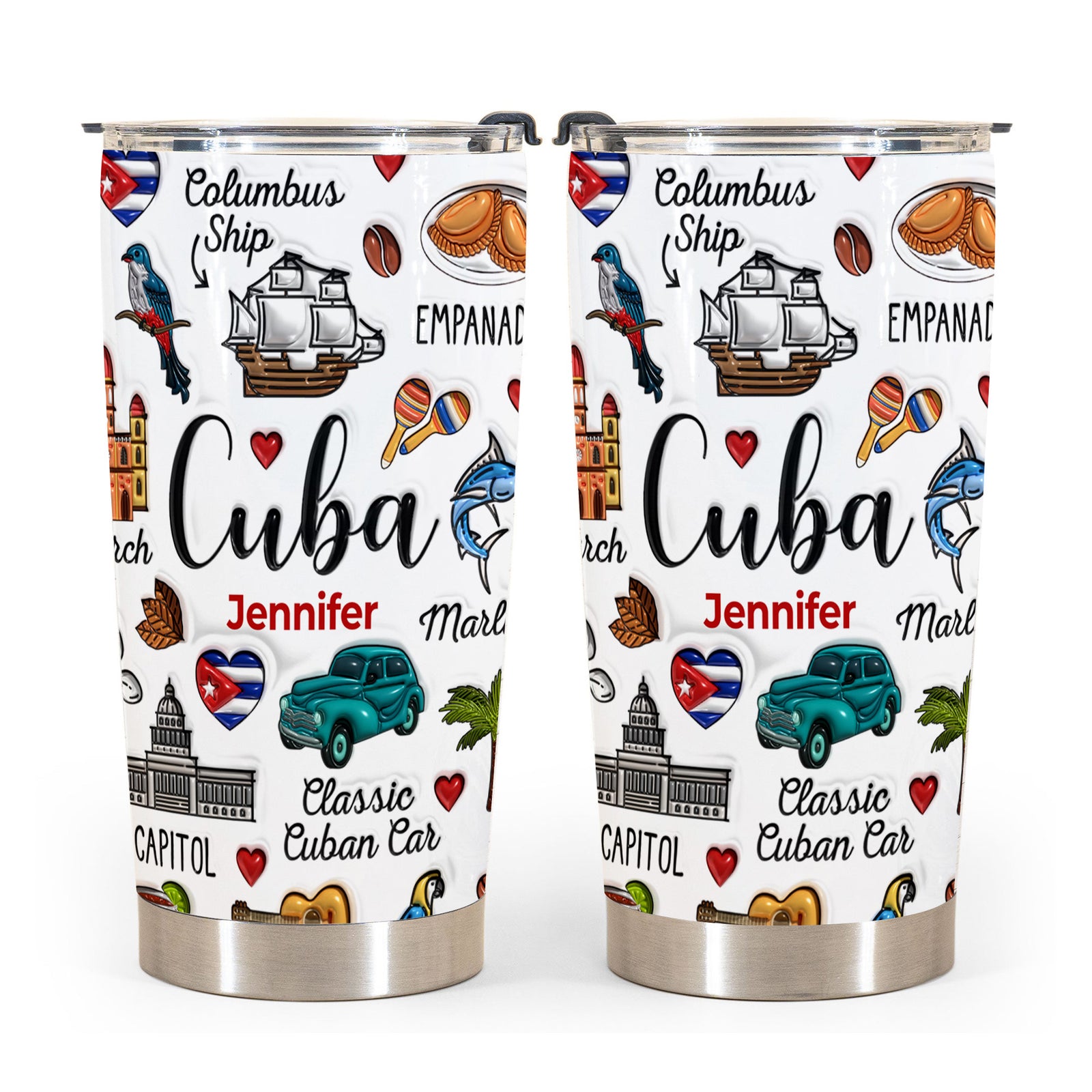 Custom Cuba Cuban Tumbler Cup With Symbols