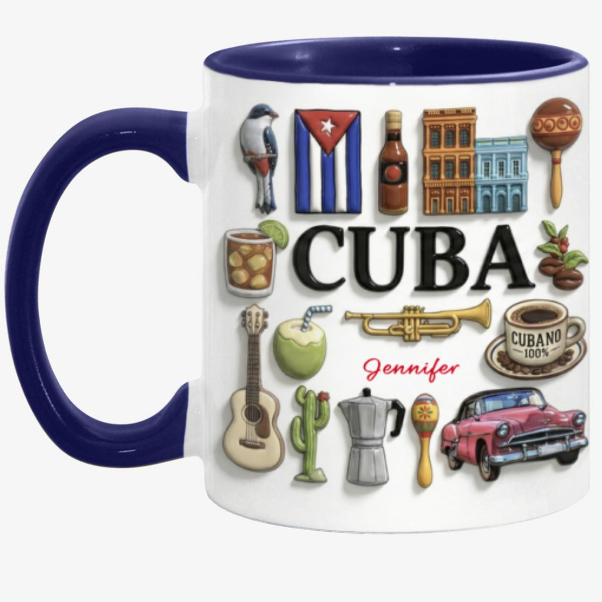 Custom Cuba Accent Mug With Many Cuba Symbols
