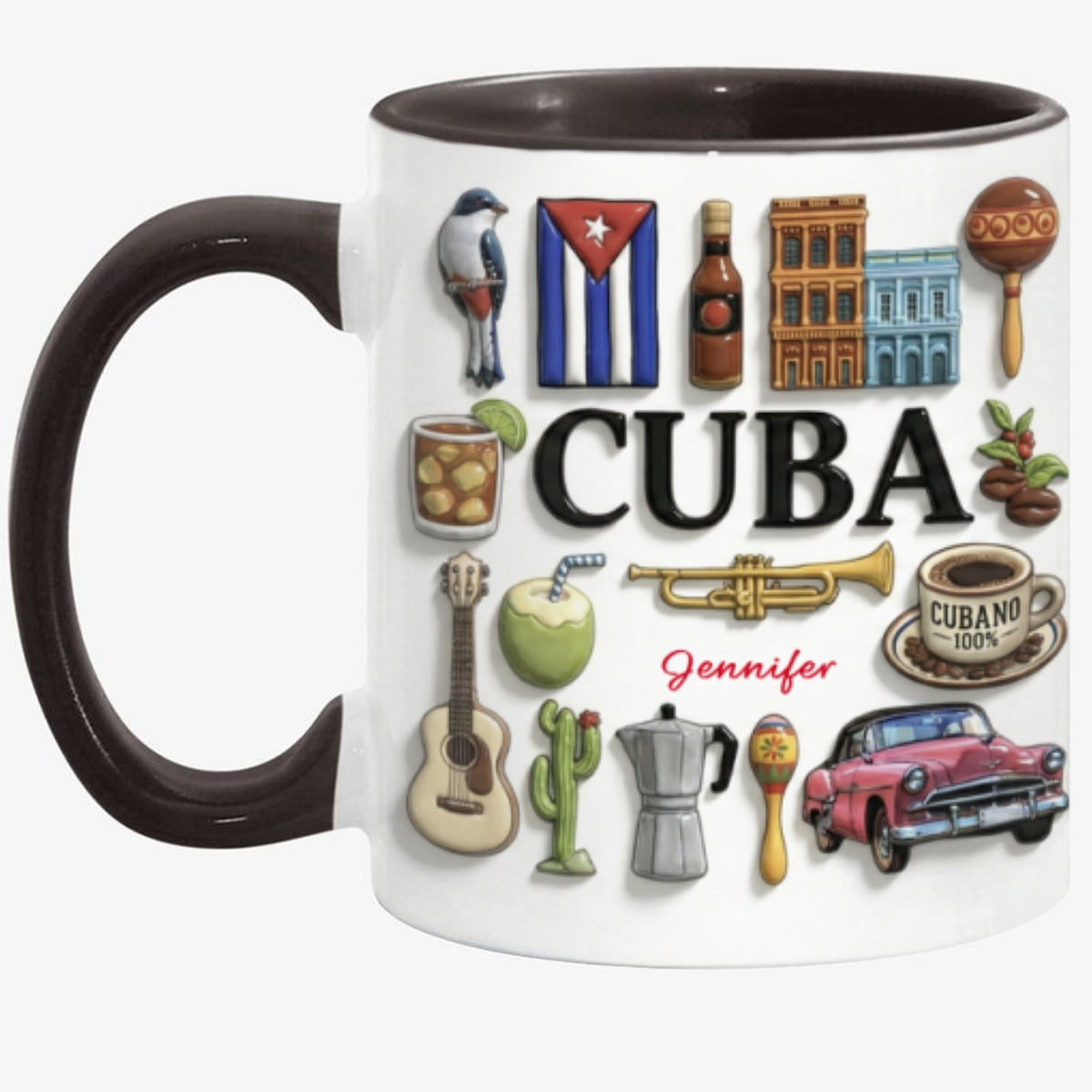 Custom Cuba Accent Mug With Many Cuba Symbols