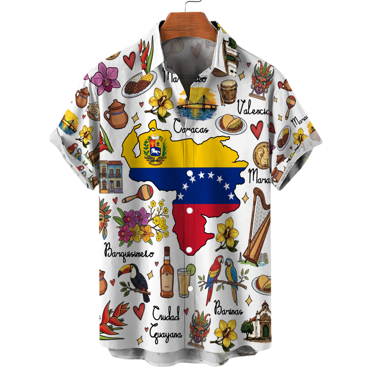 Venezuela Hawaiian Shirt with Cultural Doodle Icons