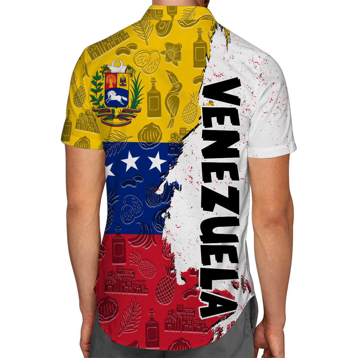 Venezuela Hawaiian Shirt With A Half Flag And Symbols