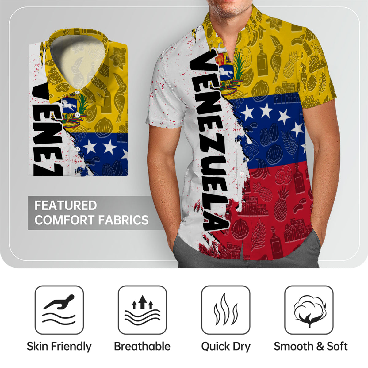 Venezuela Hawaiian Shirt With A Half Flag And Symbols