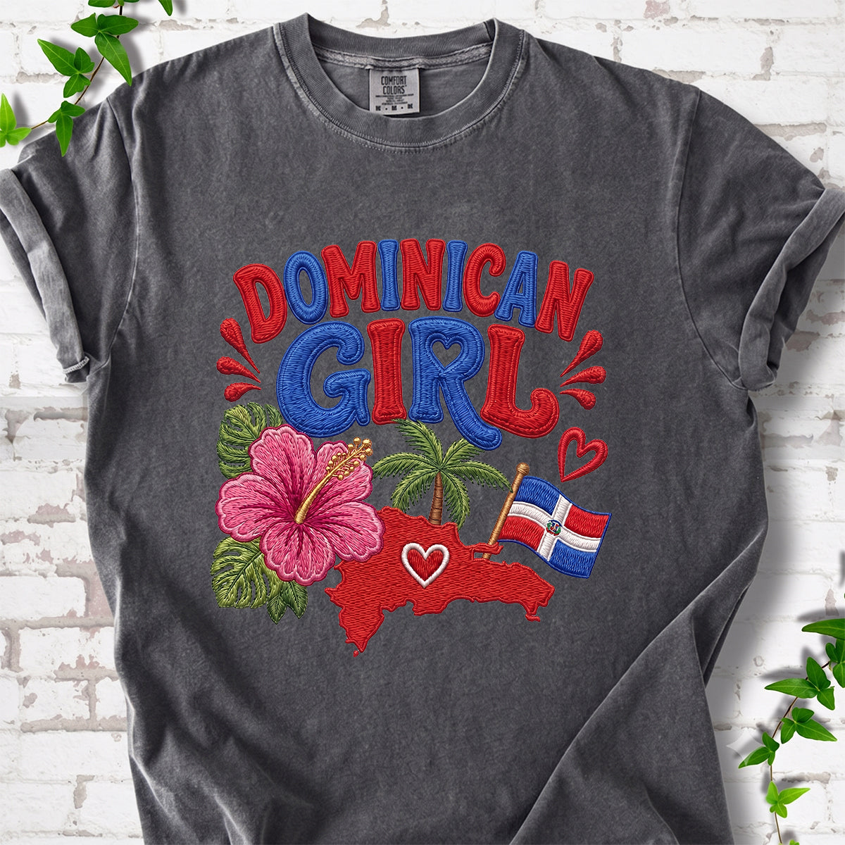 Vintage Dominican Girl Faux Embroidered T-shirt