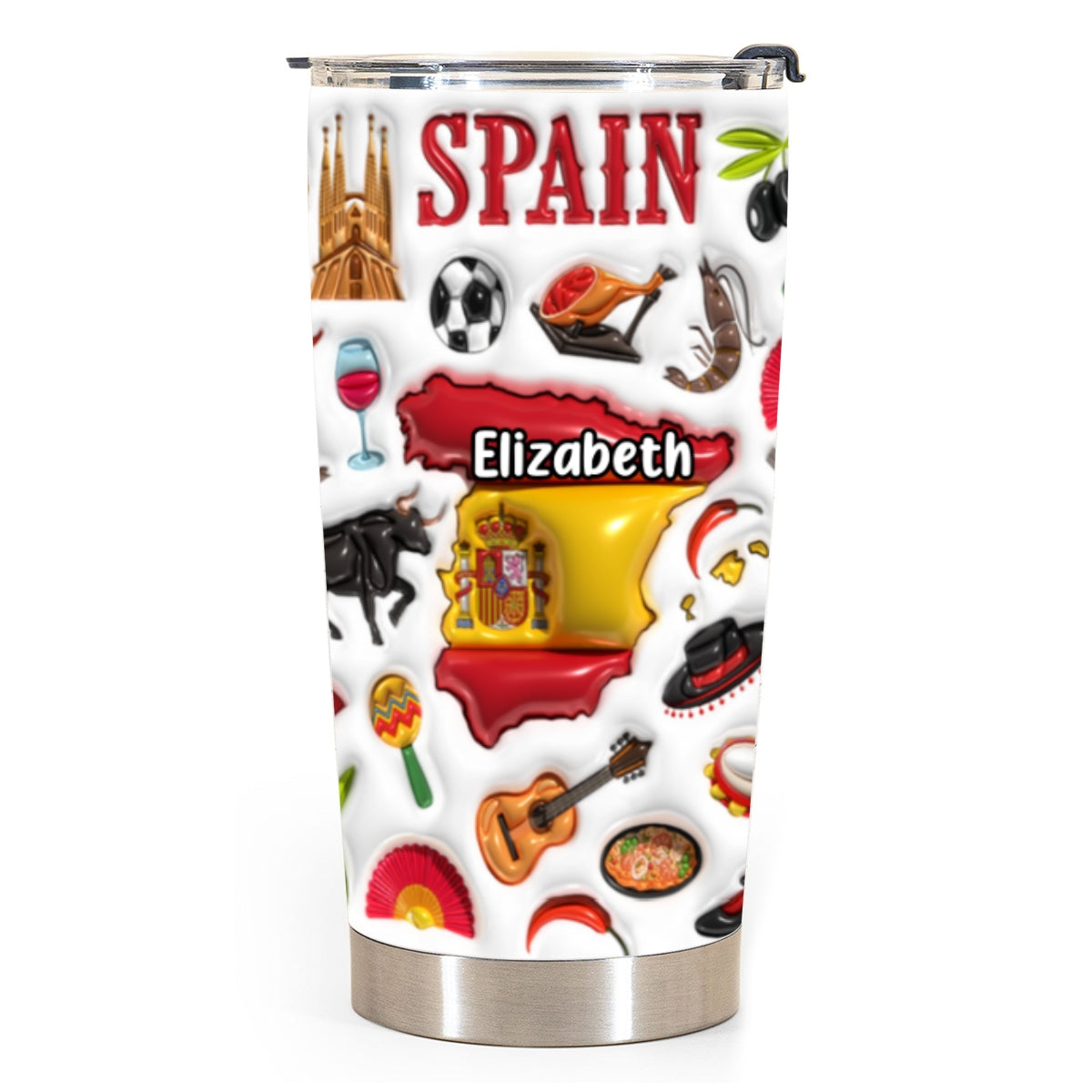 Custom Spain Tumbler Cup With Your Name