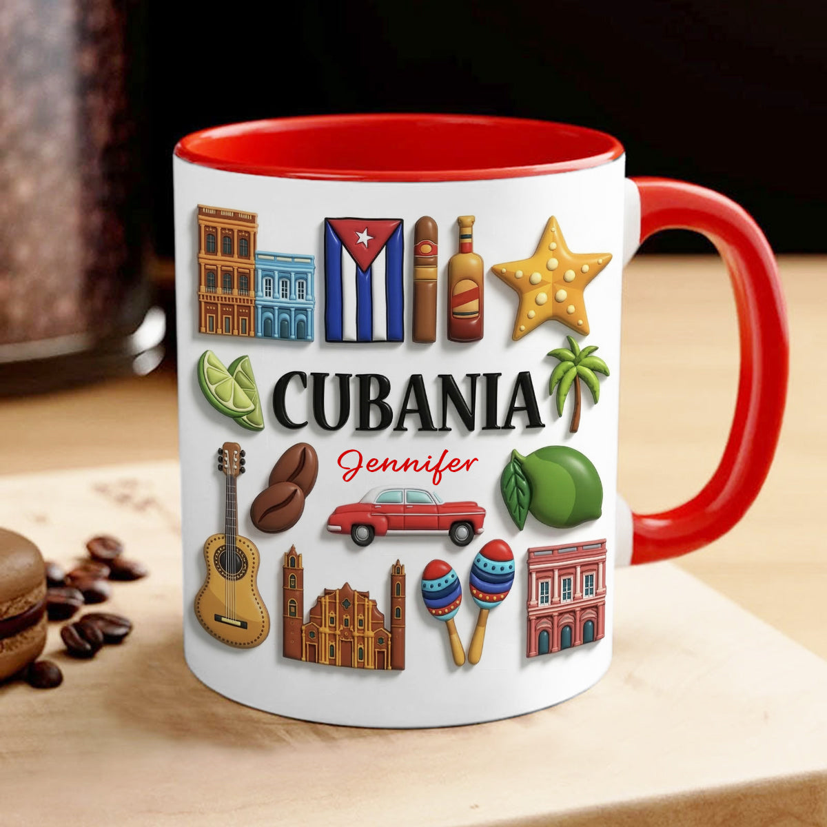 Custom Cubanita Accent Mug With Many Cuba Symbols