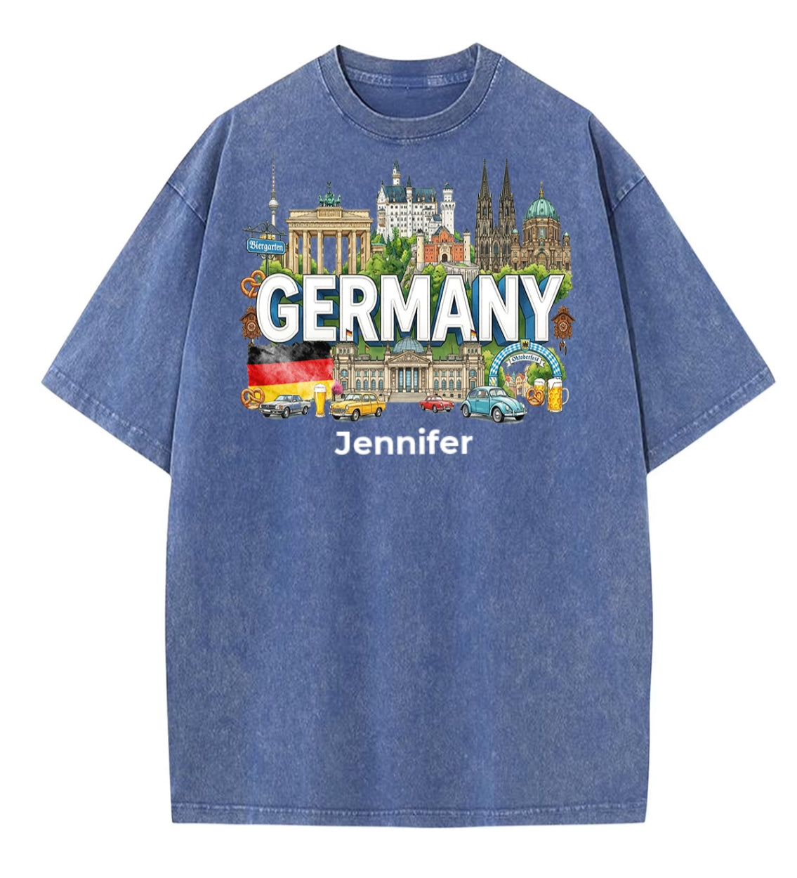 Custom Germany Symbols Washed T-shirt