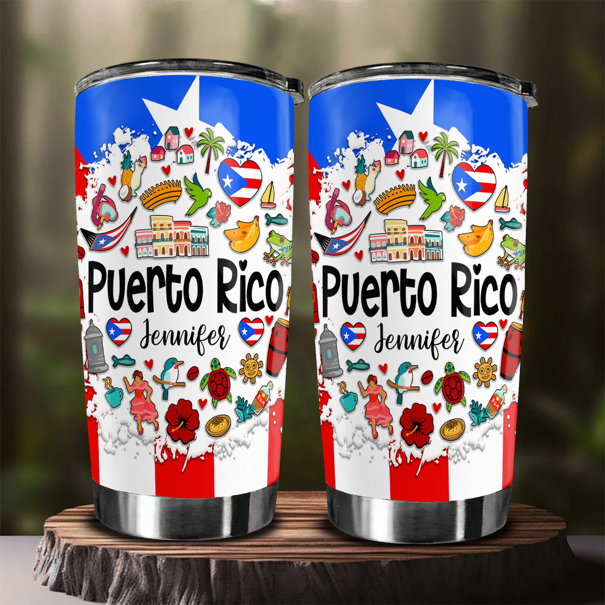 Custom Puerto Rico Tumbler 20oz With Symbols