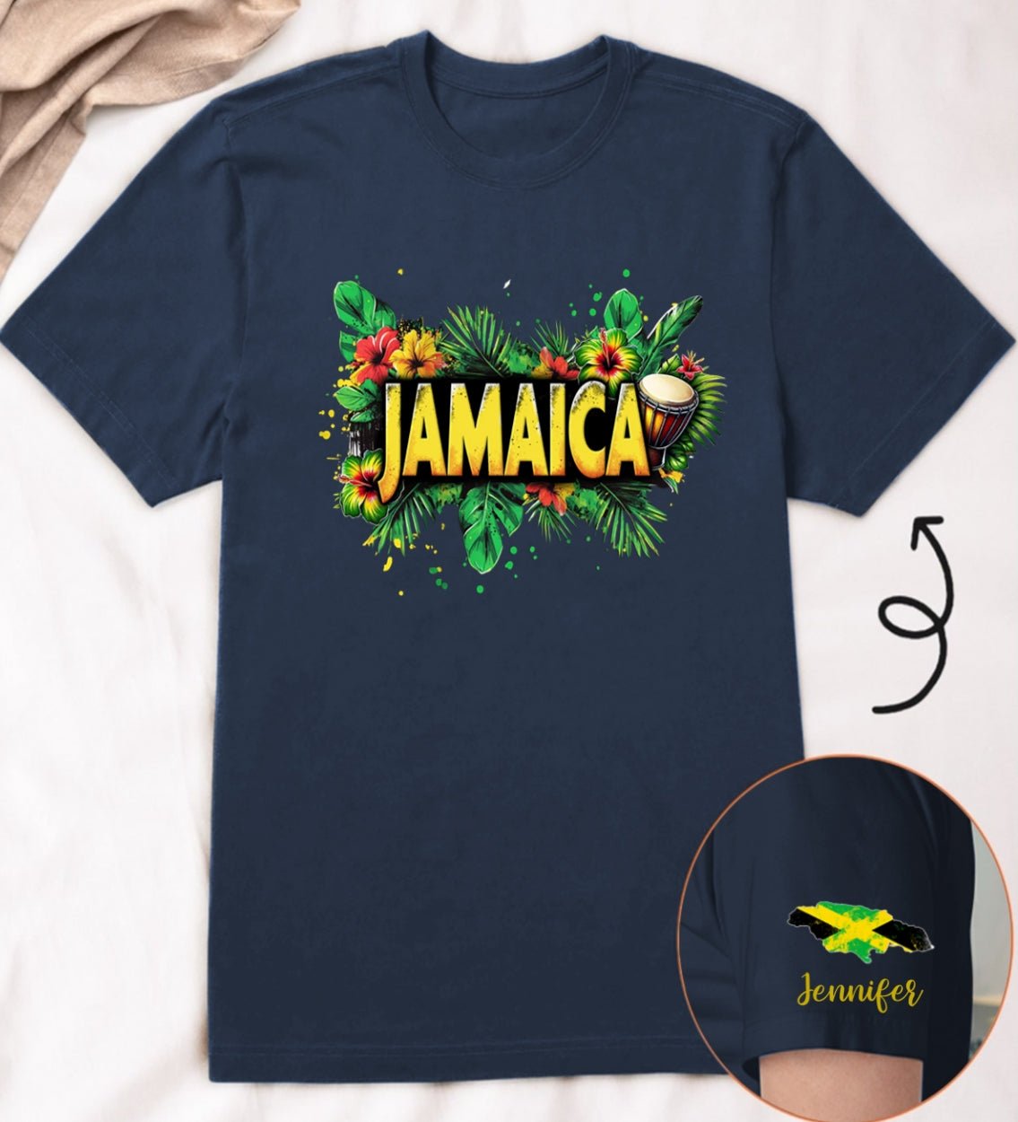 Custom Jamaica Symbols With Name On The Sleeve