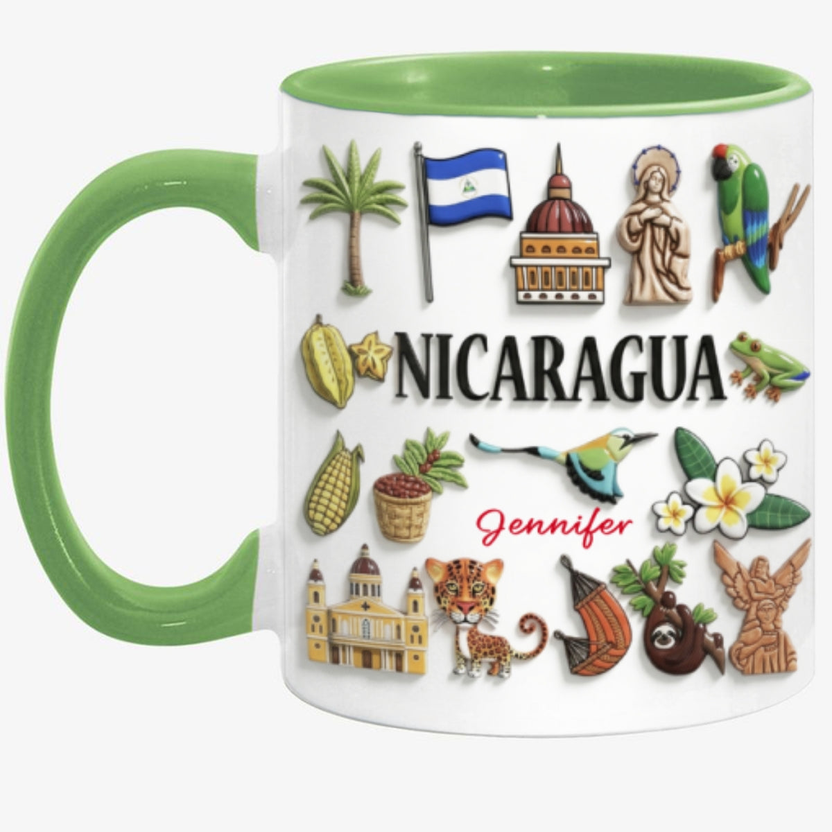 Custom Nicaragua Accent Mug With Many Nicaragua Symbols