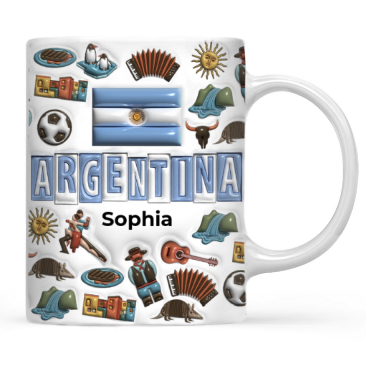 Custom Argentina Mug With Map, Flag