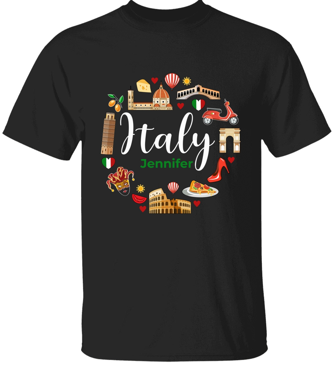 Custom Italy Italia T-shirt With Circle Symbols