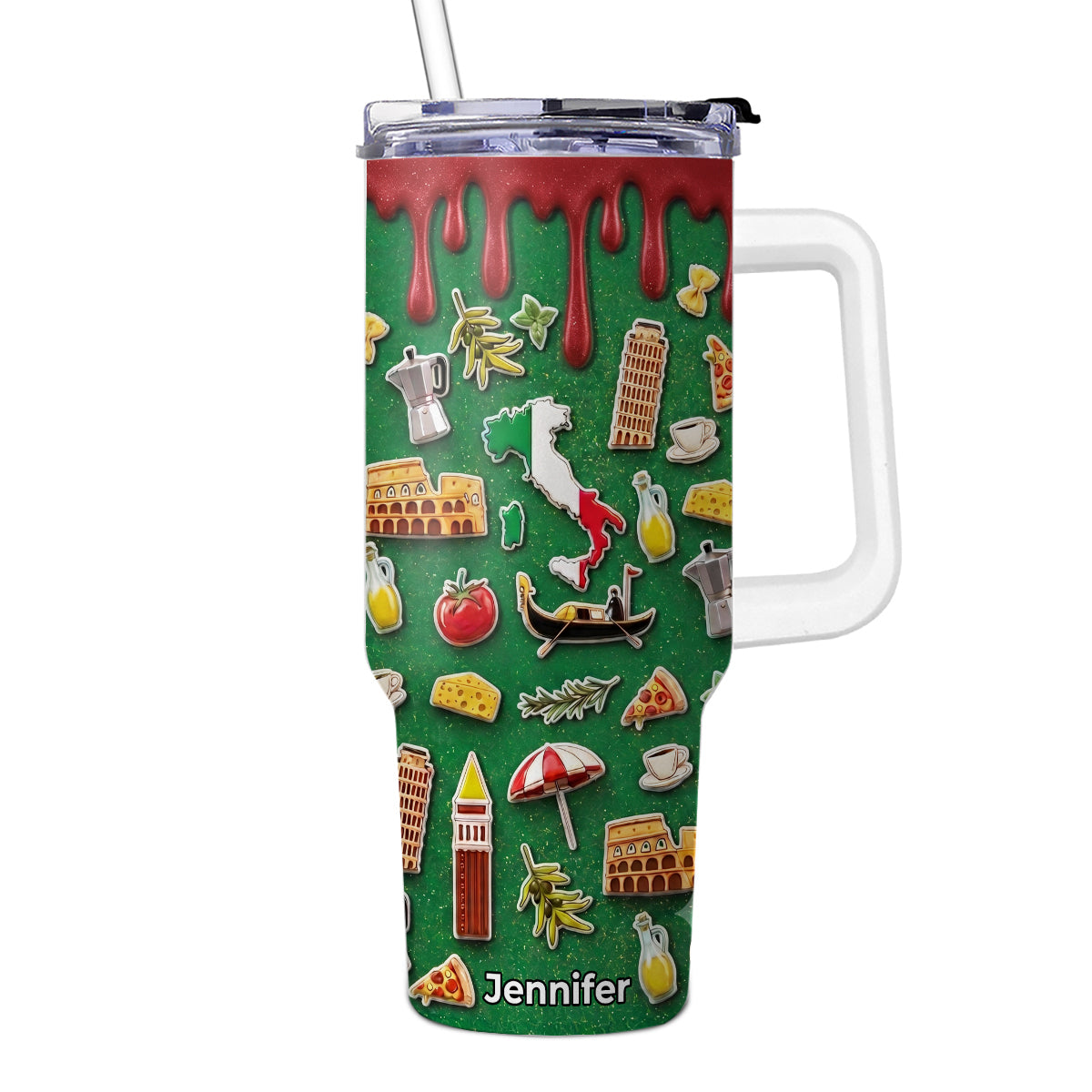 Custom Italy With Color Of Italy Flag Tumbler