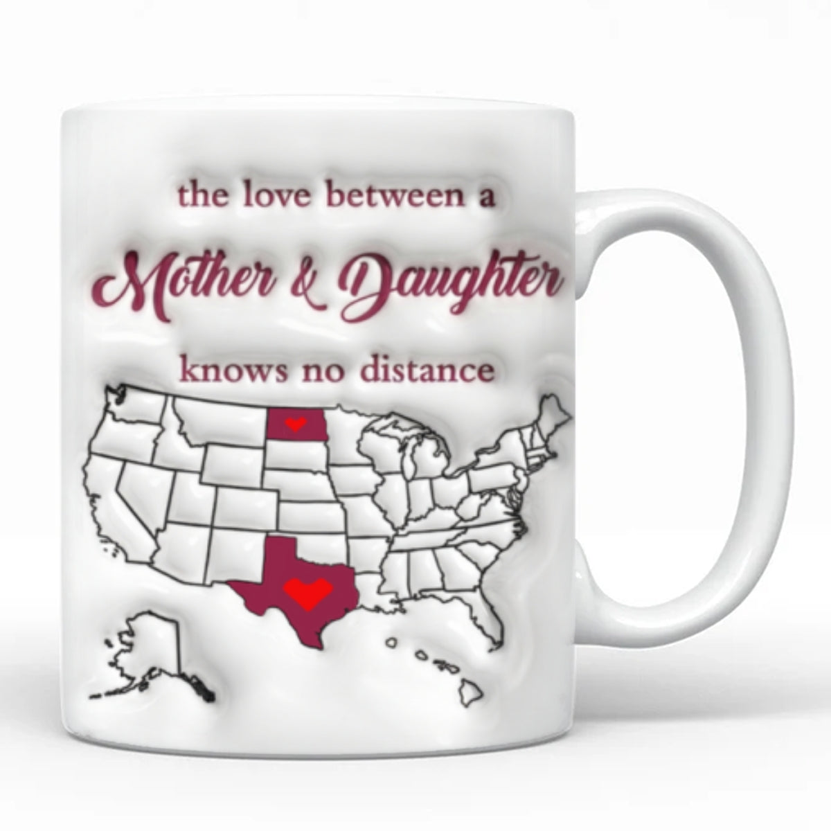 Personalized Gift For Mom Long Distance Mother And Daughter State Map Coffee Mug Cup