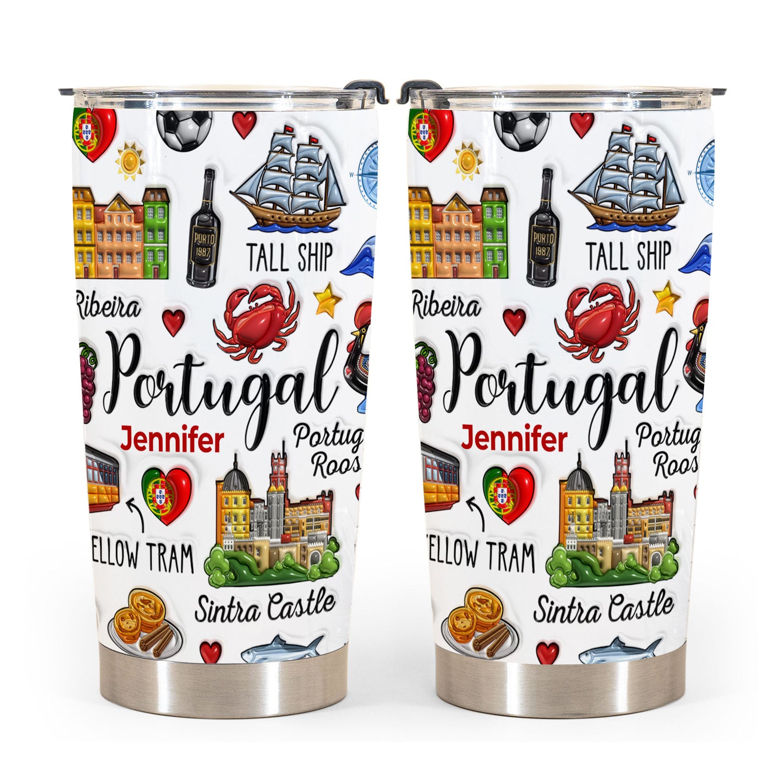 Custom Portugal Portuguese Tumbler Cup With Symbols