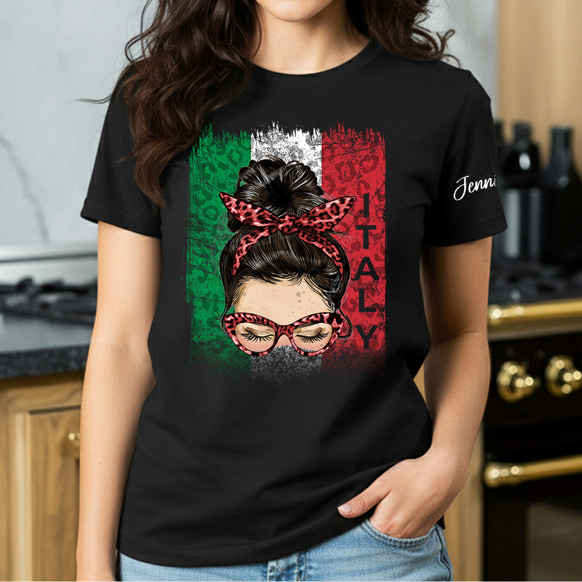 Custom Italy Italia T-shirt With Clipart Girl