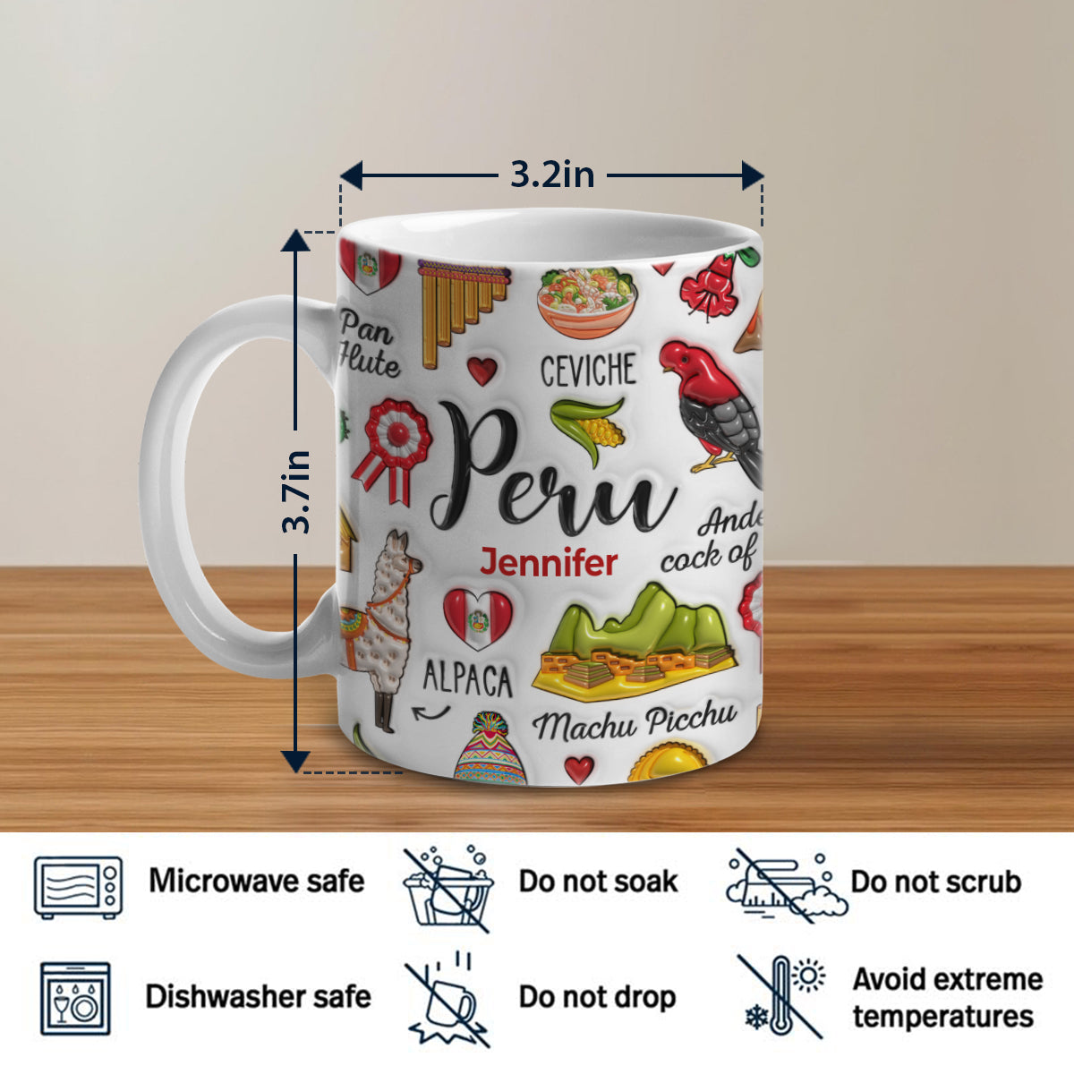 Custom Peru Peruvian Coffee Mug Cup With Symbols