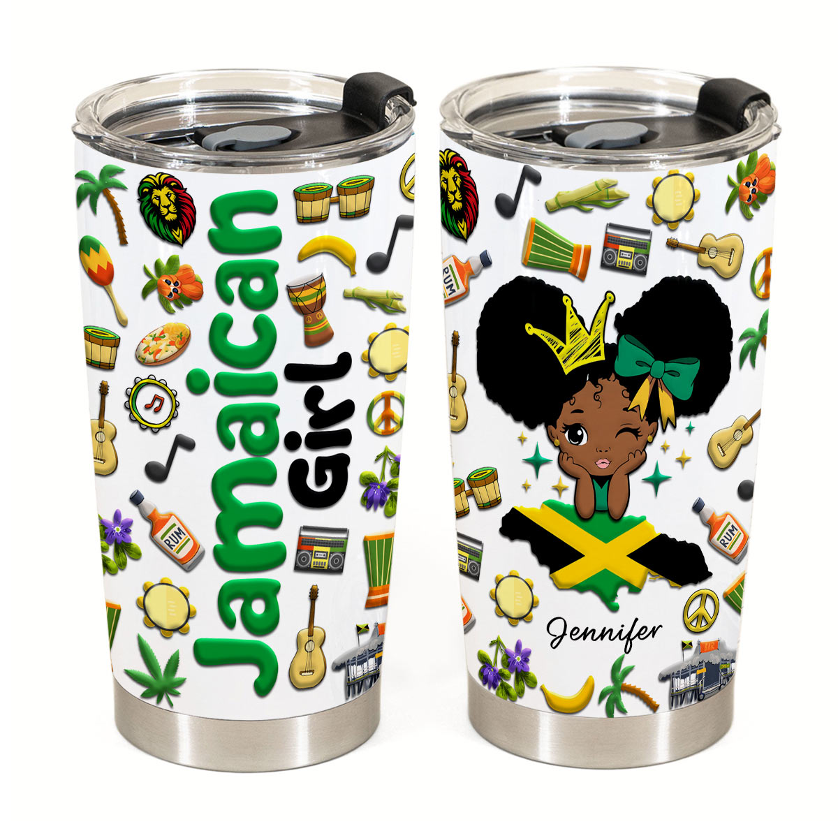 Custom Proud Jamaican Girl Tumbler And Your Name v2