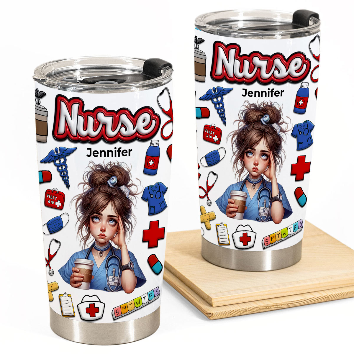 Custom Proud Nurse Tumbler, Clipart And Name