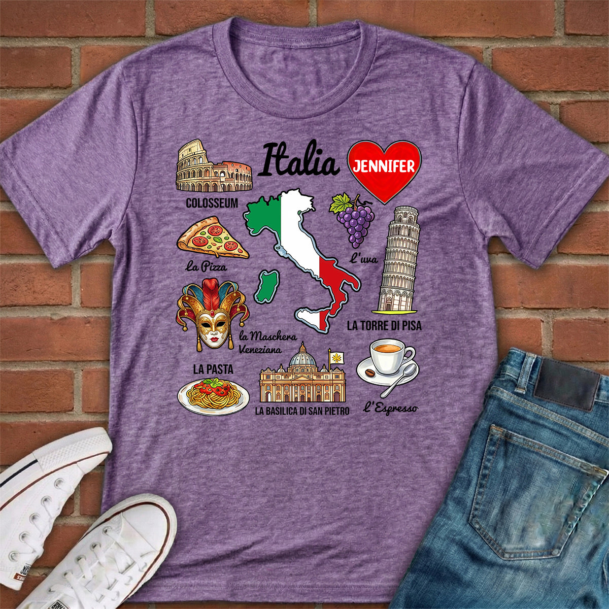 Custom Italia Italy T-shirt With Symbols